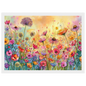 Wildflower meadow, print in a white frame