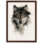 Wolf in ink, print in a dark wood frame