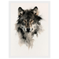 Wolf in ink, print in a white frame