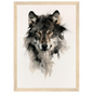 Wolf in ink, print in a natural wood frame
