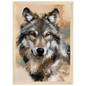 Wolf in ochre, print in a natural wood frame