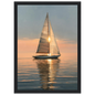 Yacht at sunset, print in a black frame