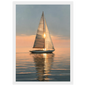 Yacht at sunset, print in a white frame