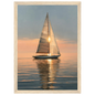 Yacht at sunset, print in a natural wood frame